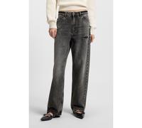 HUGO Jean Relaxed en denim rigide à effet usé - Style Leni_B, 50541574 Noir 29/34