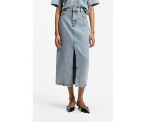HUGO Jupe Regular en denim rigide à rayures - Style Gatje_4, 50568239 bleu clair M