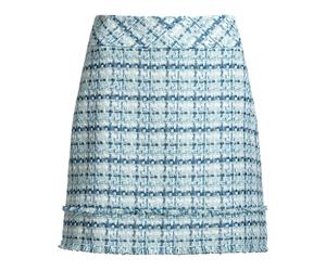 Hugo - Jupe Tweed Bleue avec Franges - Femme - Jupes - Bleu - Taille: 42 FR