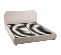 Hugo - lit coffre - 160x200 cm - en velours texturé - Beige