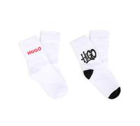 HUGO Lot de deux paires de chaussettes mi-mollet pour enfant - Style G01319/10P27, G01319 Blanc 27