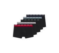HUGO Lot de cinq boxers courts en coton stretch avec taille à logos - Style TRUNK FIVE PACK, 50532619 Noir S