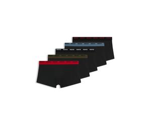 HUGO Lot de cinq boxers courts en coton stretch avec taille à logos - Style TRUNK FIVE PACK, 50532619 Noir M