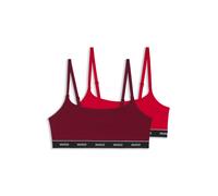 HUGO Lot de deux brassières en coton stretch avec élastique logoté - Style TWIN BRALETTE STRIPE, 50545691 Rouge sombre / Rouge clair XL