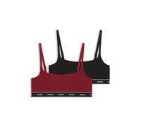 HUGO Lot de deux brassières en coton stretch avec élastique logoté - Style TWIN BRALETTE STRIPE, 50545691 Noir / Rouge S