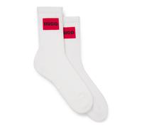 HUGO Lot de deux paires de chaussettes courtes à logos rouges - Style 2P QS RIB LABEL CC W, 50510661 Blanc 39-42