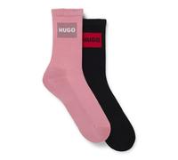 HUGO Lot de deux paires de chaussettes courtes à logos rouges - Style 2P QS RIB LABEL CC W, 50510661 Noir / Rose 39-42