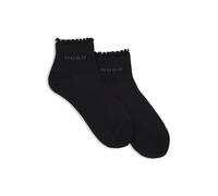 HUGO Lot de deux paires de chaussettes courtes côtelées à bord laitue - Style 2P SH LETTUCE CC W, 50560891 Noir 35-38