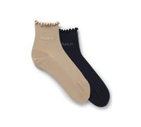 HUGO Lot de deux paires de chaussettes courtes côtelées à bord laitue - Style 2P SH LETTUCE CC W, 50560891 Bleu foncé 35-38