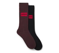 HUGO Lot de deux paires de chaussettes mi-hautes avec étiquettes logotées - Style 2P RS RED LABEL CC, 50543167 Marron / Noir 39-42