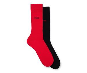 HUGO Lot de deux paires de chaussettes mi-hautes avec logo - Style 2P RS UNI CC, 50468099 Noir / Rouge 39-42