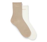 HUGO Lot de deux paires de chaussettes mi-hautes en coton mélangé avec logo - Style 2P RS UNI LOGO CC W, 50566511 Brun chiné 35-38