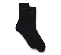 HUGO Lot de deux paires de chaussettes mi-hautes en coton mélangé avec logo - Style 2P RS UNI LOGO CC W, 50566511 Noir 35-38