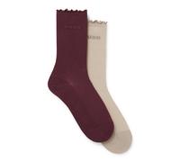 HUGO Lot de deux paires de chaussettes mi-mollet avec chevilles à voant - Style 2P RS LETTUCE CC W, 50543178 Bordeaux 39-42