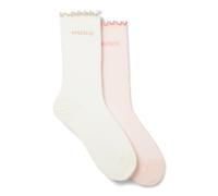 HUGO Lot de deux paires de chaussettes mi-mollet avec chevilles à voant - Style 2P RS LETTUCE CC W, 50543178 Blanc / Rose 35-38