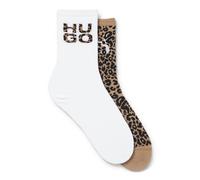HUGO Lot de deux paires de chaussettes mi-mollet avec détails à motif léopard - Style 2P RS LEO LOGO CC W, 50543172 Fantaisie 35-38
