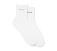 HUGO Lot de deux paires de chaussettes mi-mollet avec logos - Style 2P QS FINE RIB CC W, 50502080 Blanc 35-38