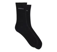 HUGO Lot de deux paires de chaussettes mi-mollet avec logos - Style 2P QS FINE RIB CC W, 50502080 Noir 39-42