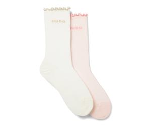 HUGO Lot de deux paires de chaussettes mi-mollet - Style 2P RS LETTUCE CC W, 50543178 Blanc / Rose 35-38