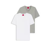 HUGO Lot de deux t-shirts à col V en coton stretch - Style HUGO-V, 50325417 Blanc / Gris chiné S
