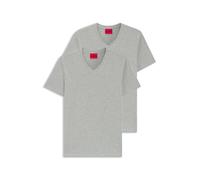 HUGO Lot de deux t-shirts à col V en coton stretch - Style HUGO-V, 50325417 Gris chiné M