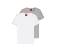 HUGO Lot de deux t-shirts Slim en coton stretch - Style HUGO-Round, 50325440 Blanc / Gris chiné S
