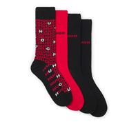 HUGO Lot de quatre paires de chaussettes mi-mollet avec logos - Style 4P GIFT TORTUGA CC, 50546673 Noir / Rouge 40-46