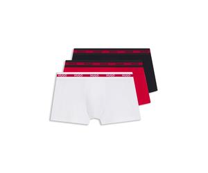 HUGO Lot de trois boxers courts en coton stretch avec taille logo - Style TRUNK TRIPLET PLANET, 50492375 Noir / Blanc / Rouge M