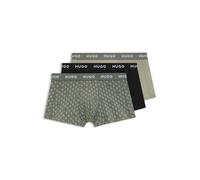HUGO Lot de trois boxers courts en coton stretch avec taille logotée - Style TRUNK TRIPLET DESIGN, 50532550 Noir / Vert M