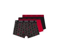 HUGO Lot de trois boxers courts en coton stretch avec taille logotée - Style TRUNK TRIPLET DESIGN, 50532550 Noir / Rouge S