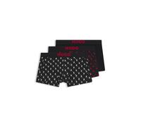 HUGO Lot de trois boxers courts en coton stretch avec taille logotée - Style TRUNK TRIPLET GIFT, 50549140 Noir à motif M