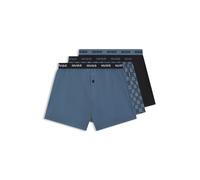 HUGO Lot de trois boxers en coton avec taille logotée - Style WOVEN BOXER TRIPLET, 50532565 Bleu L