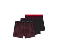 HUGO Lot de trois boxers en coton avec taille logotée - Style WOVEN BOXER TRIPLET, 50532565 Noir / Rouge XL