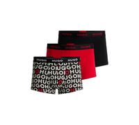 HUGO Lot de trois boxers en coton stretch avec logo - Style TRUNK TRIPLET DESIGN, 50532550 Noir / Rouge S