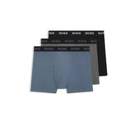 HUGO Lot de trois boxers longs en coton stretch à taille régulière - Style BOXERBR TRIPLET PACK, 50532613 Noir / Gris / Bleu L