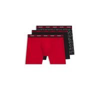 HUGO Lot de trois boxers longs en coton stretch avec taille logotée - Style BOXER BR PLANET DES, 50545674 Noir / Gris foncé / Rouge L