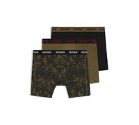 HUGO Lot de trois caleçons en coton stretch - Style BOXERBR TRPLT DESIGN, 50532559 Noir / Vert S