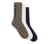 HUGO Lot de trois paires de chaussettes à logos verticaux - Style 3P QS BACK LABEL CC, 50521068 Blanc / Gris / Noir 43-46