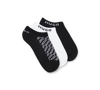 HUGO Lot de trois paires de chaussettes basses avec détails logotés - Style 3P AS SLANTMONO CC W, 50543195 Blanc / Noir 35-38