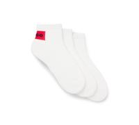HUGO Lot de trois paires de chaussettes basses avec étiquettes logotées rouges - Style 3P SH RIB LABEL CC, 50541597 Blanc 43-46