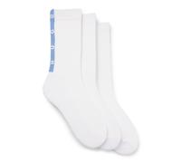HUGO Lot de trois paires de chaussettes côtelées en coton mélangé avec semelle confortable - Style 3P QS BACK TAPE CC, 50564876 Blanc 43-46