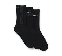 HUGO Lot de trois paires de chaussettes courtes à logos - Style 3P QS RIB GEO CC, 50546345 Noir 39-42