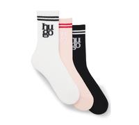 HUGO Lot de trois paires de chaussettes courtes côtelées à logos revisités - Style 3P QS SPORTYLOG CC W, 50553449 Fantaisie 39-42