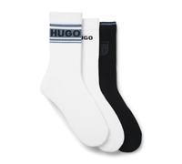 HUGO Lot de trois paires de chaussettes courtes logotées - Style 3P QS NEW LOGO CC, 50553199 Blanc / Bleu 43-46