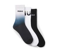 HUGO Lot de trois paires de chaussettes courtes logotées - Style 3P QS RIB RISING CC, 50553223 Noir / Blanc / Bleu 43-46