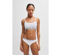 HUGO Lot de trois strings en coton stretch avec taille logotée - Style TRIPLET THONG STRIPE, 50469681 Blanc XXL