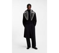 HUGO Manteau croisé en laine vierge avec col en fourrure synthétique - Style Macario2631_IN, 50577230 Noir M