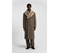 HUGO Manteau en laine vierge avec col amovible en fourrure synthétique - Style Macario2541, 50546526 Gris L