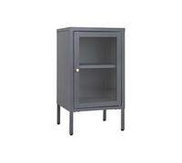 HUGO - Meuble d'appoint 1 Porte Vitrée en Métal Laqué Gris Foncé -