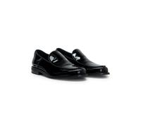 HUGO Mocassins à enfiler en cuir verni avec logo en relief - Style Varian_loaf_ptlt, 50573071 Noir 40
